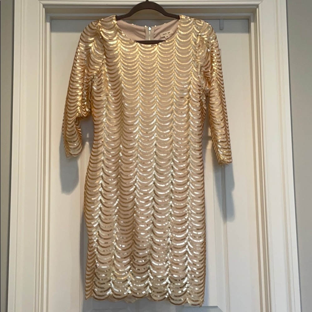 Just me gold sequins dress size L never worn New Years Eve dress